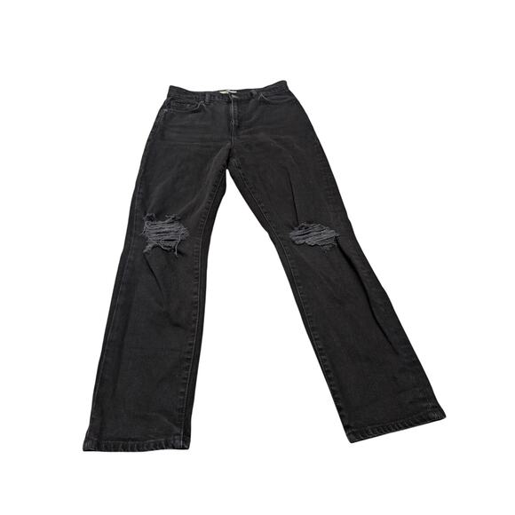 Current/Elliot black onyx boyfriend jeans ripped knees straight - Picture 1 of 10